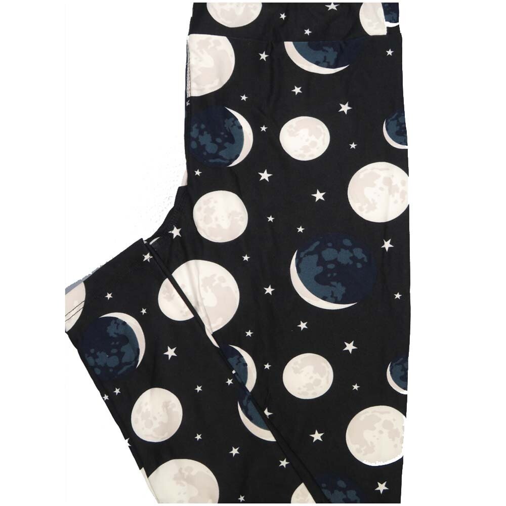 LuLaRoe One Size OS Phases of the Moon Crecent Stars Full Moon Black Gray White Leggings (OS fits Adults 2-10) LAST PAIR!
