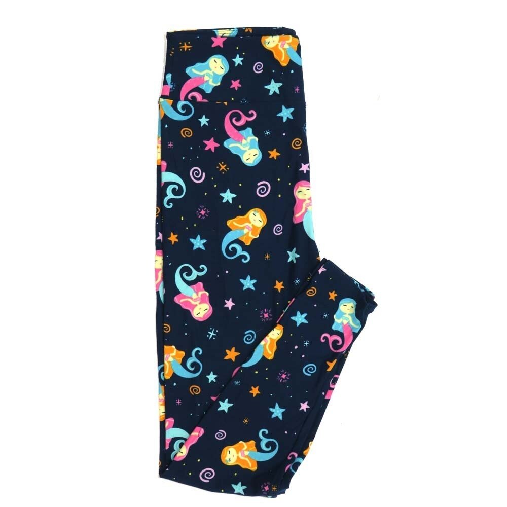 LuLaRoe One Size OS Midnight Blue Pink Orange Mermaids Stars Buttery Soft Womens Leggings fit Adult sizes 2-10  OS-4342-4