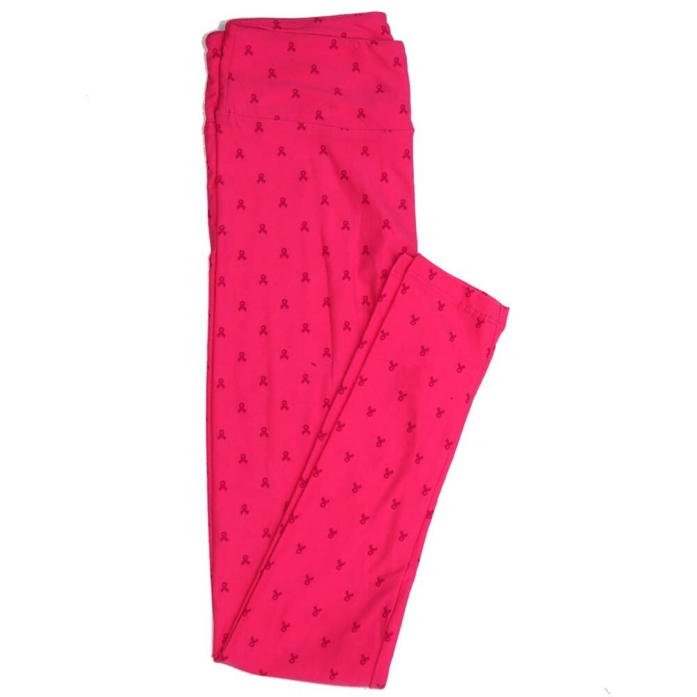LuLaRoe One Size OS Breast Cancer Awareness Ribbons Pink Buttery Soft Womens Leggings fit Adult sizes 2-10  OS-4357-AP