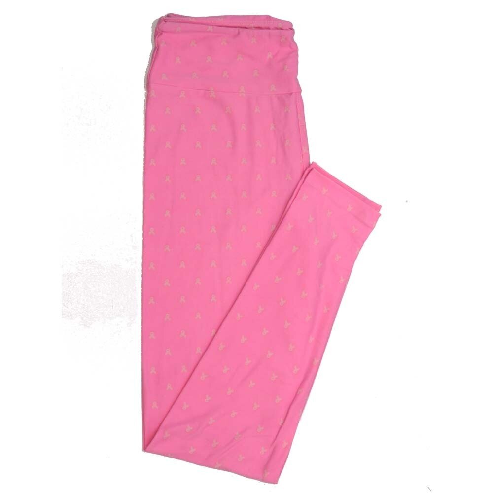 LuLaRoe One Size OS Breast Cancer Awareness Ribbons Buttery Soft Womens Leggings fit Adult sizes 2-10  OS-4357-AQ