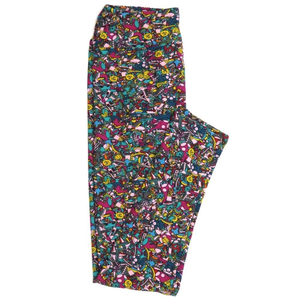 LuLaRoe One Size OS Collection of Kids Toys Buttery Soft Womens Leggings fit Adult sizes 2-10  OS-4358-AQ