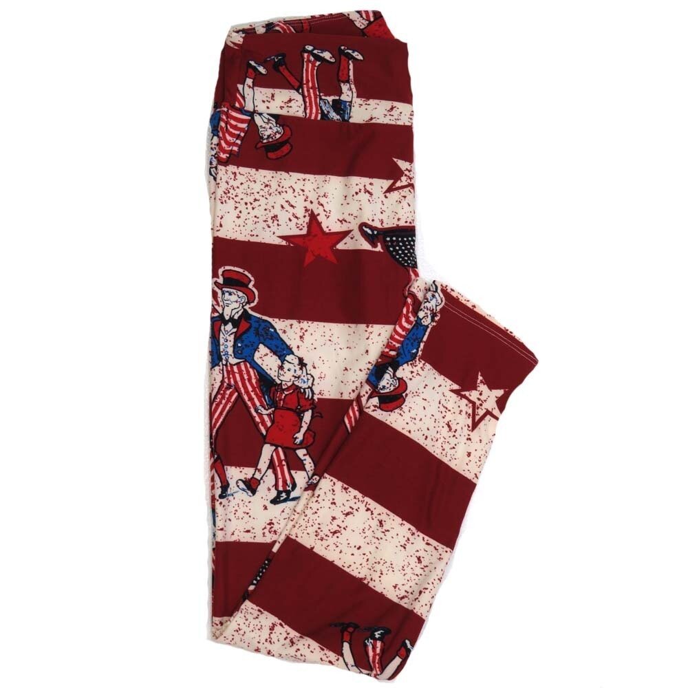 LuLaRoe One Size OS Americana USA Stars Stripes White Red Blue Uncle Sam Buttery Soft Womens Leggings fit Adult sizes 2-10 OS-4359-AE