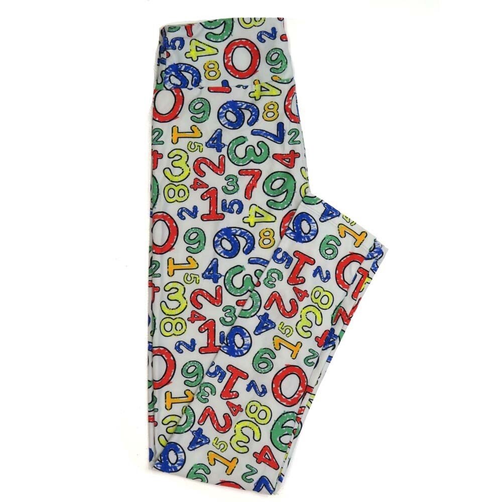 LuLaRoe One Size OS Numers 0 thru 9 Teachers School Math Blue Red White Green Yellow Buttery Soft Womens Leggings fit Adult sizes 2-10  OS-4359-AN