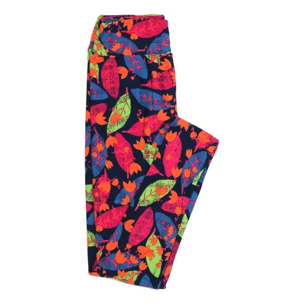LuLaRoe One Size OS Feathers Tulips Floral Buttery Soft Womens Leggings fit Adult sizes 2-10 OS-4359-AS