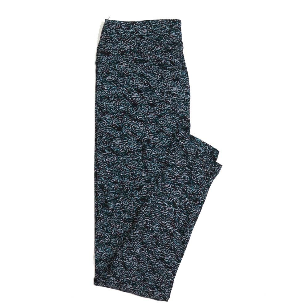 LuLaRoe One Size OS Black White Squiggly Line Geometric Buttery Soft Womens Leggings fit Adult sizes 2-10  OS-4359-AU-2