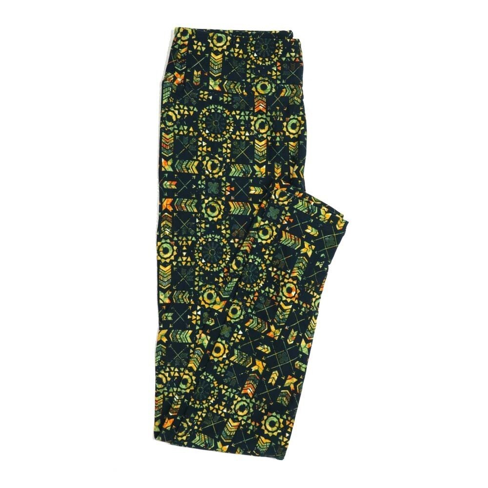 LuLaRoe One Size OS Mandala Chevron Black Green Red Geometric Buttery Soft Womens Leggings fit Adult sizes 2-10  OS-4359-AW-2