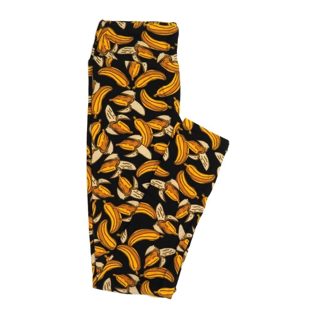 LuLaRoe One Size OS Bananas Black Yellow Buttery Soft Womens Leggings fit Adult sizes 2-10  OS-4359-BF
