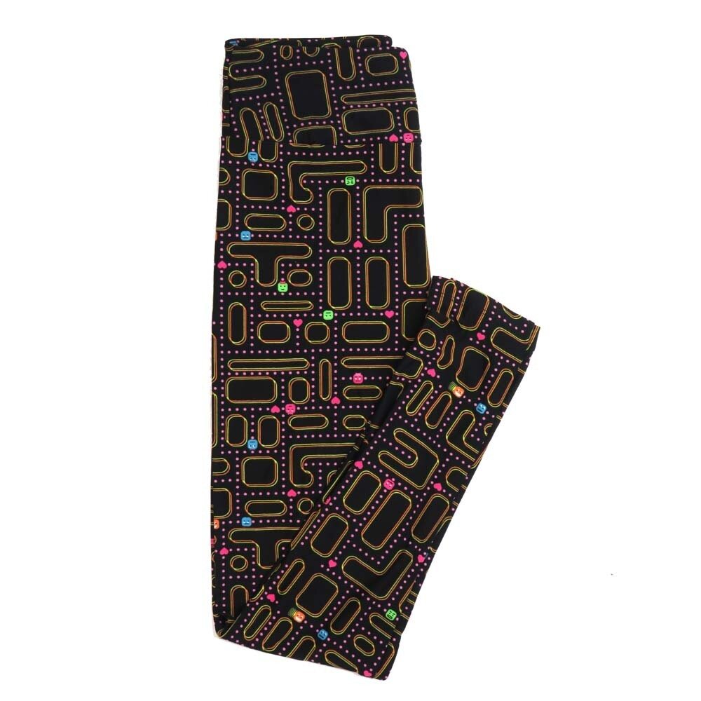 LuLaRoe One Size OS Pac Man Like Video Game Hearts Polka Dots Buttery Soft Womens Leggings fit Adult sizes 2-10  OS-4360-BA