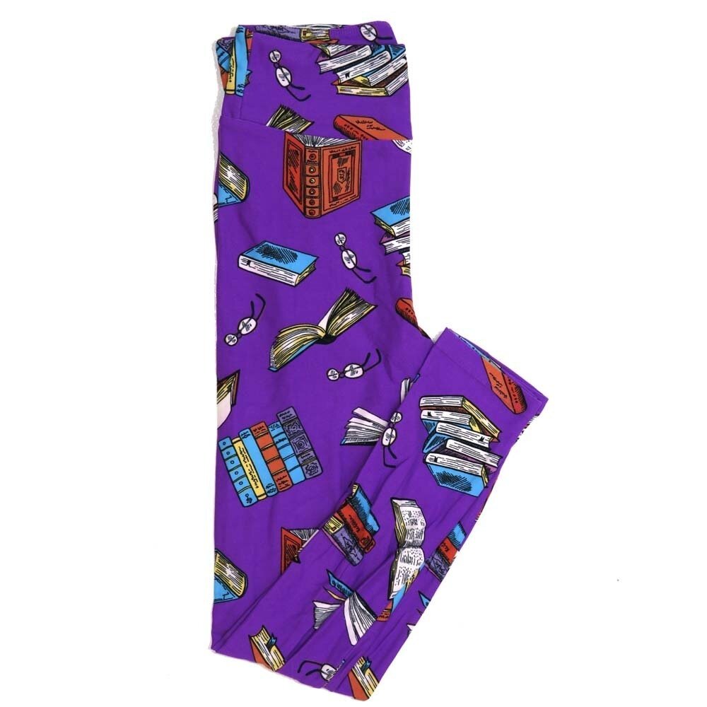 LuLaRoe One Size OS Reading Classic Hardcover Books Glasses Buttery Soft Womens Leggings fit Adult sizes 2-10  OS-4360-BM-2