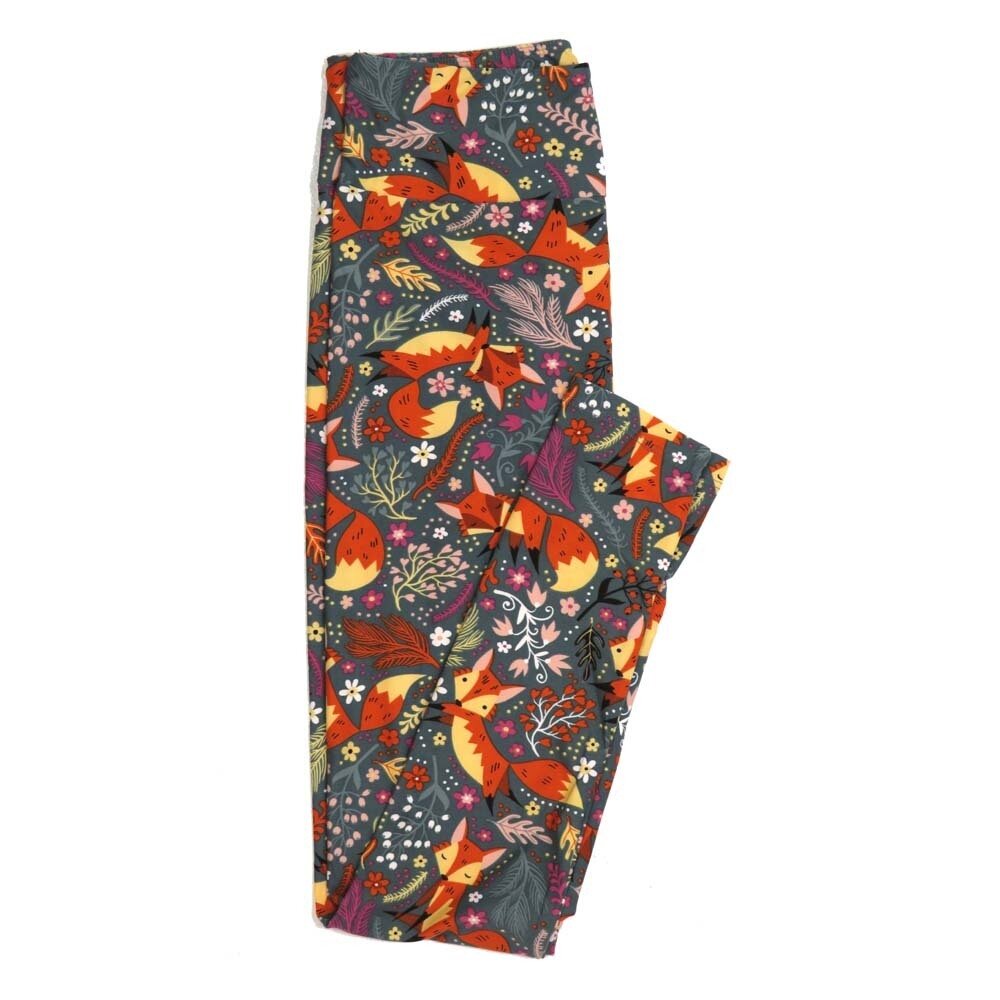 LuLaRoe One Size OS Foxes Leaves Floral Buttery Soft Womens Leggings fit Adult sizes 2-10  OS-4361-AB-2