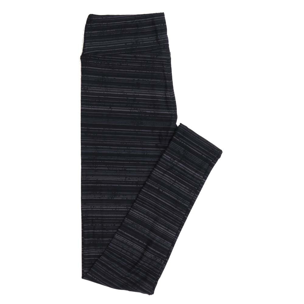 LuLaRoe One Size OS Dark Gray Stripe Buttery Soft Womens Leggings fit Adult sizes 2-10  OS-4361-AQ-2