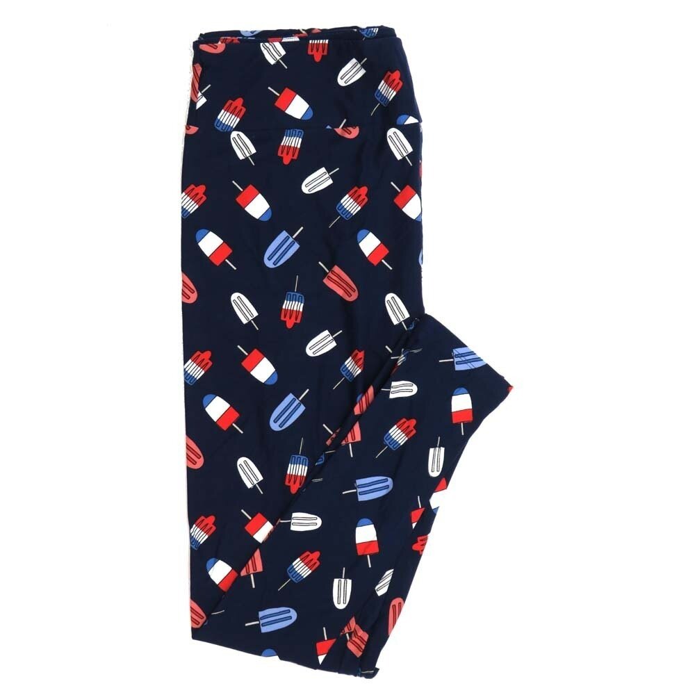 LuLaRoe One Size OS Americana USA Popsicles Rocket Pops Navy Red White Blue Buttery Soft Womens Leggings fit Adult sizes 2-10 OS-4376-E-25