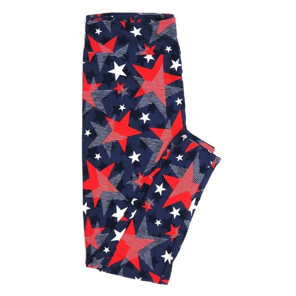 LuLaRoe One Size OS Americana USA Blue Red White Stars and Stripes Polka Dot Buttery Soft Womens Leggings fit Adult sizes 2-10 OS-4377-A-26