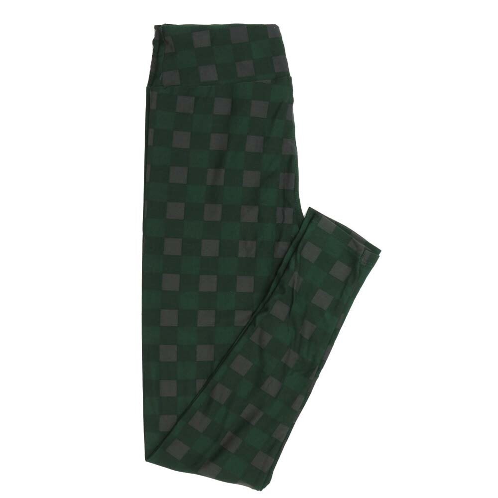 LuLaRoe One Size OS Checkboard Square Green on Green Leggings fits Womens sizes 2-10  OS-4388-ZC