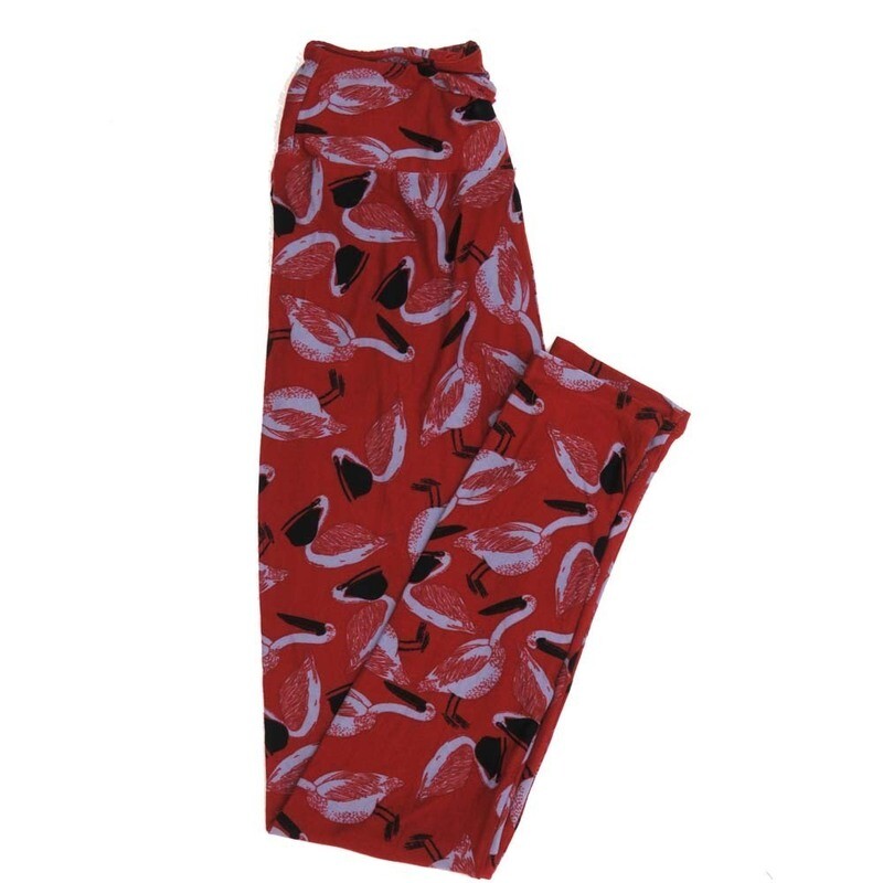LuLaRoe One Size OS Birds Pelicans Red Black Gray Buttery Soft Womens Leggings fit Adult sizes 2-10  OS-4357-AS-2