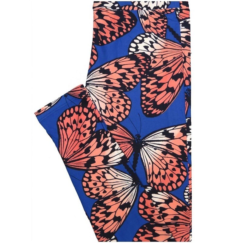 LuLaRoe One Size OS Butterfly Butterflies Blue Pink Black Leggings (OS fits Adults 2-10)