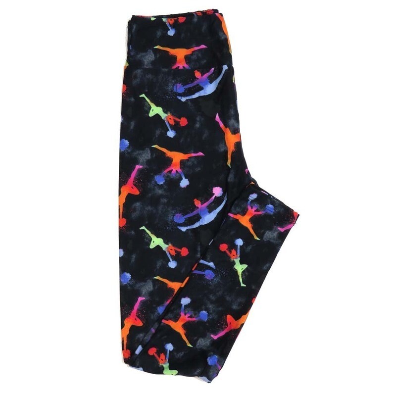 LuLaRoe One Size OS Cheerleaders Pom Poms Buttery Soft Womens Leggings fit Adult sizes 2-10  OS-4361-AD-2