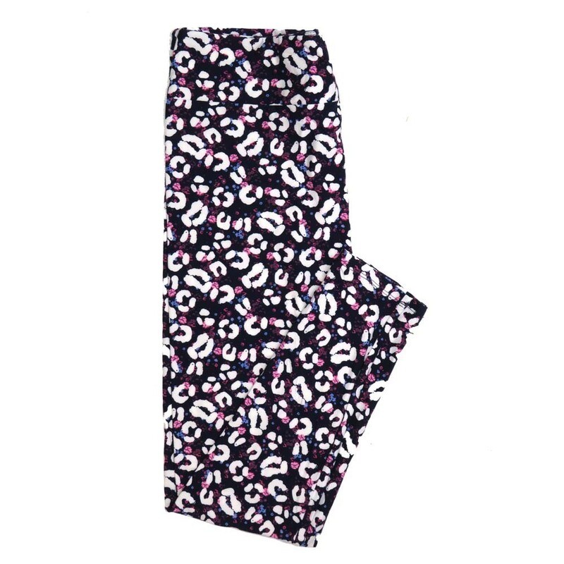 LuLaRoe One Size OS Dark Navy Purple Lavendar Cheetah Print Buttery Soft Womens Leggings fit Adult sizes 2-10  OS-4302-2