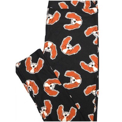 LuLaRoe One Size OS Dogs Puppy Bassett Hound Black Brown White Leggings (OS fits Adults 2-10)