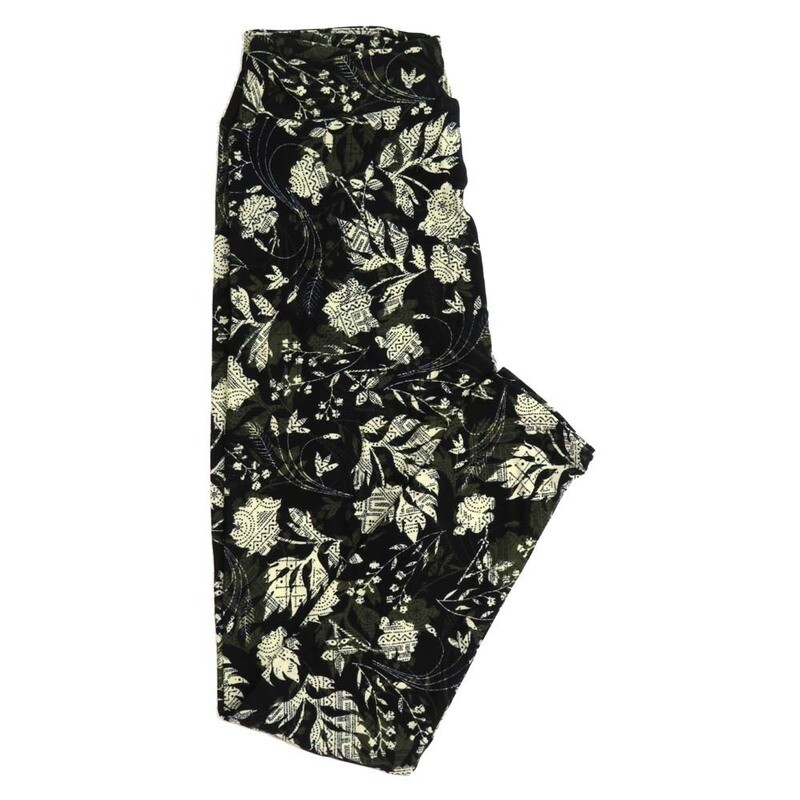 LuLaRoe One Size OS Floral Point Work Geometric Buttery Soft Womens Leggings fit Adult sizes 2-10  OS-4361-AL-4