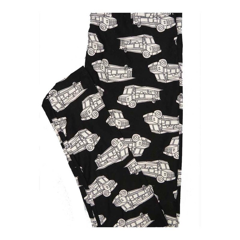 LuLaRoe One Size OS Food Trucks Black White Leggings fits Women 2-10