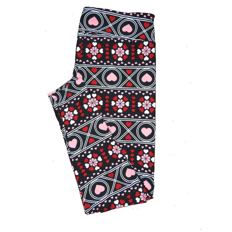 LuLaRoe One Size OS Black White Red Pink Stripe Gaelic Style Polka Dot Mandala Hearts Love Valentines Leggings (OS fits Adults 2-10) OS-4208-F LuLaRoe One Size OS Black White Red Pink Stripe Gaelic Style Polka Dot Mandala Hearts Love Valentines Leggings (OS fits Adults 2-10) OS-4208-F