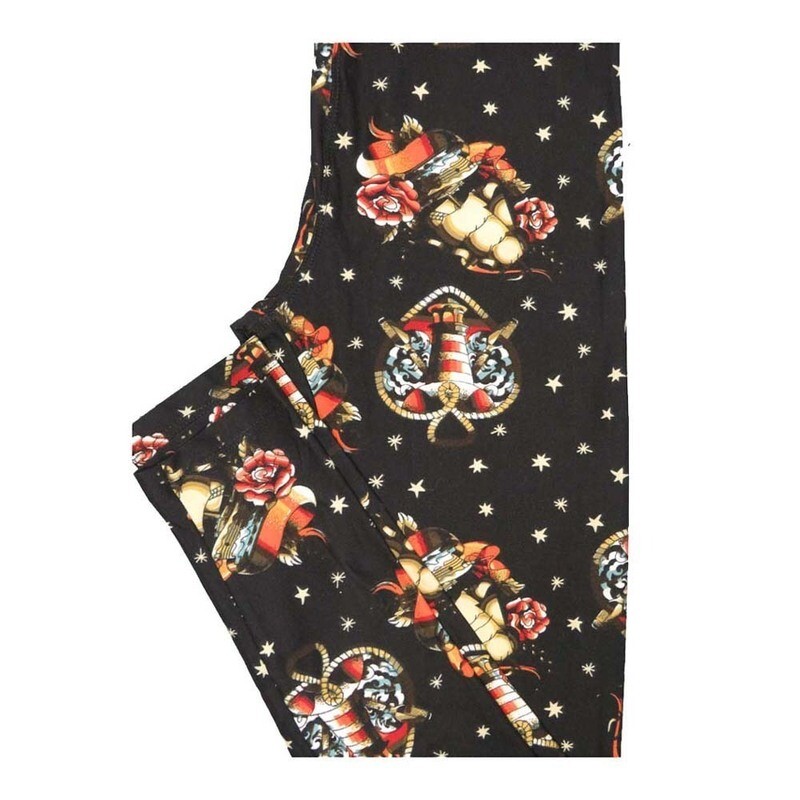 LuLaRoe One Size OS Lighthouses Hearts Stars Rope Leggings fits Women 2-10