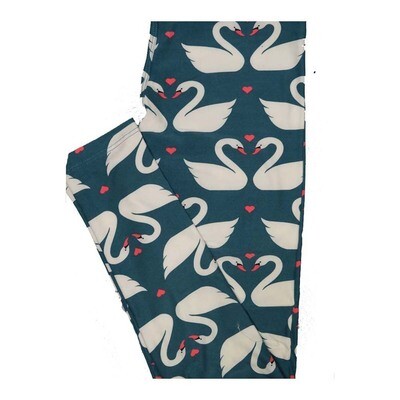 LuLaRoe One Size OS Love Swans Mating Pairs Hearts Leggings fits Women 2-10