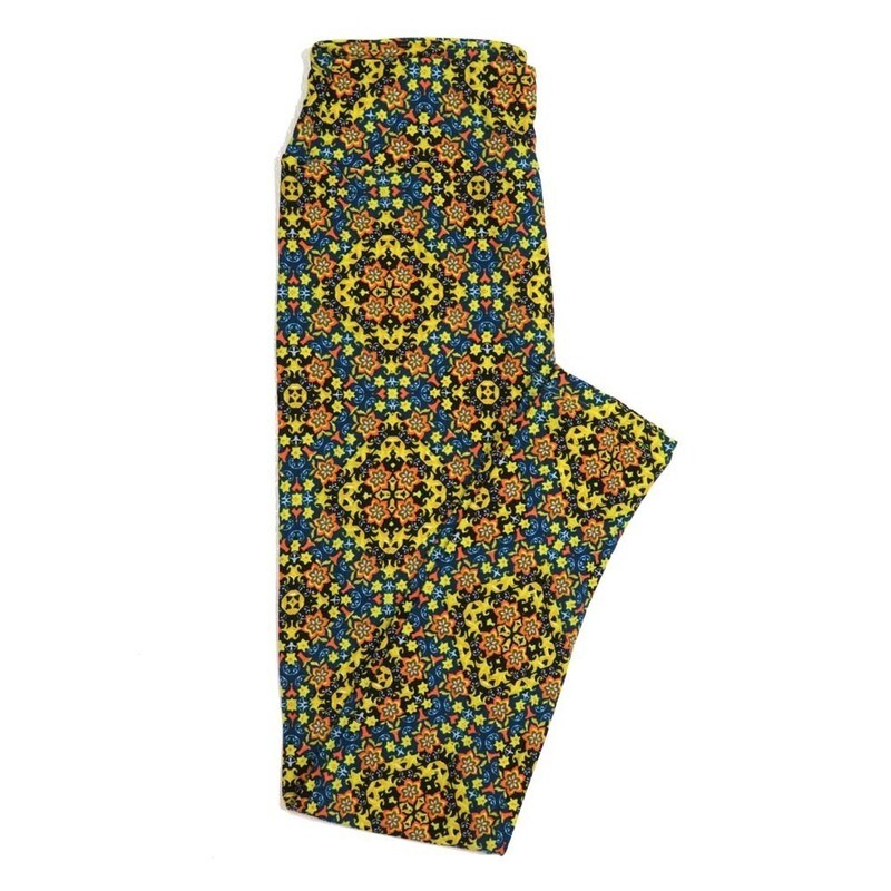 LuLaRoe One Size OS Mandala Trippy Black Green Blue Buttery Soft Womens Leggings fit Adult sizes 2-10  OS-4359-AX