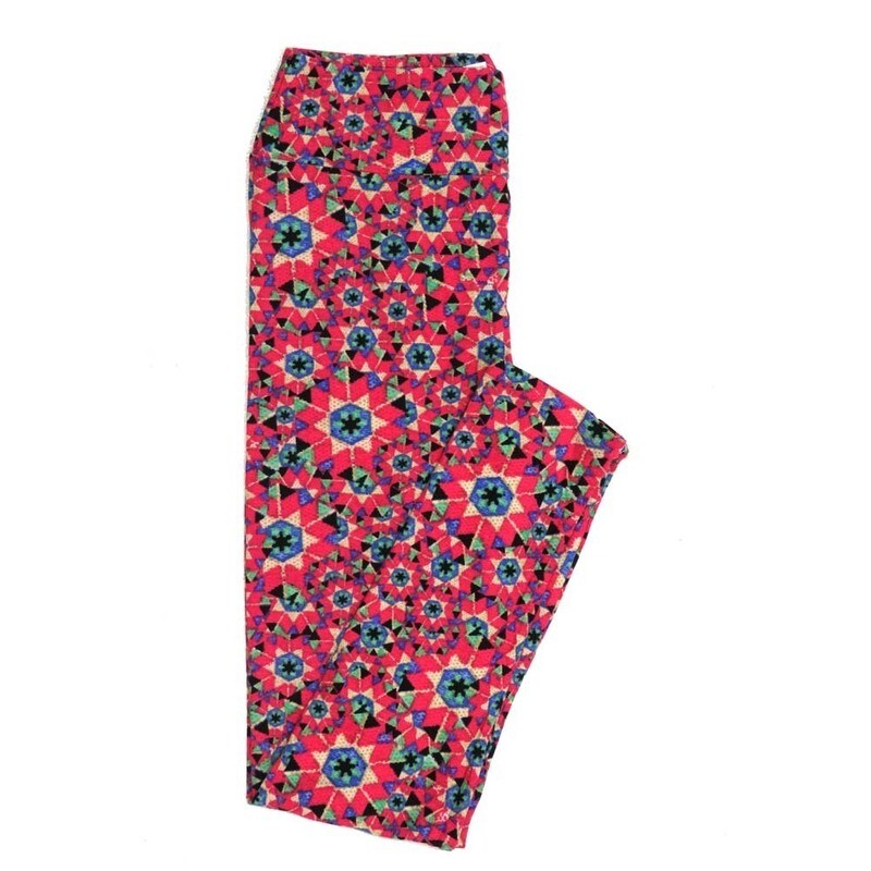 LuLaRoe One Size OS Mandalas Chevron Geometric Leggings fits Womens sizes 2-10  OS-4391-P8