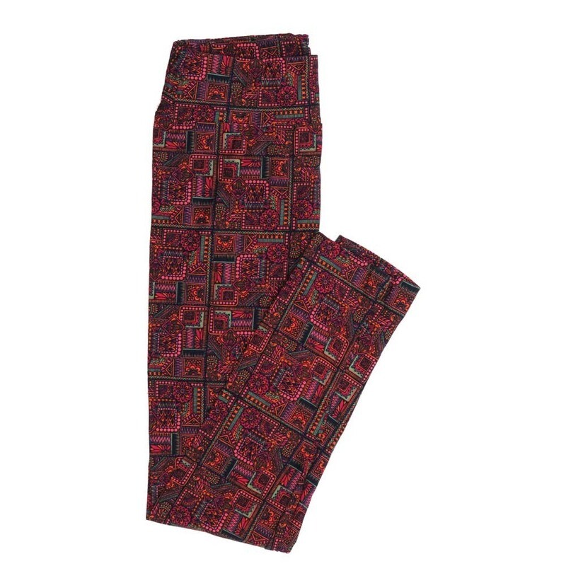 LuLaRoe One Size OS Mandalas Patchwork Floral Polka Dot Leggings fits Womens sizes 2-10  OS-4388-V