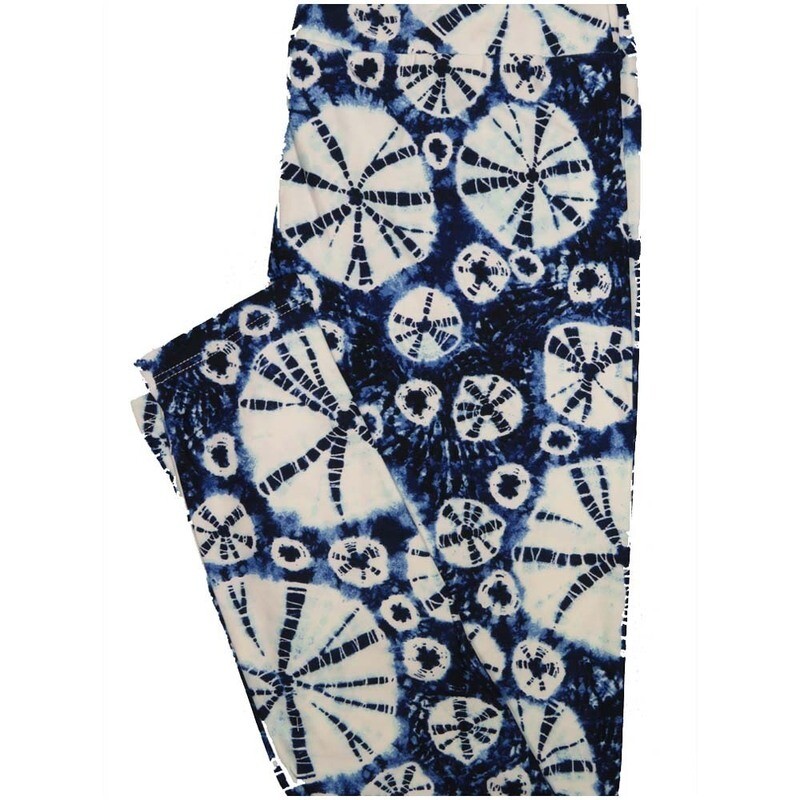 LuLaRoe One Size OS Sand Dollar Tye Dye Blue White Buttery Soft Leggings - OS fits Adults 2-10