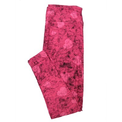 LuLaRoe One Size OS Batik Look Pink on Pink Hearts Valentines Leggings (OS fits Adults 2-10)