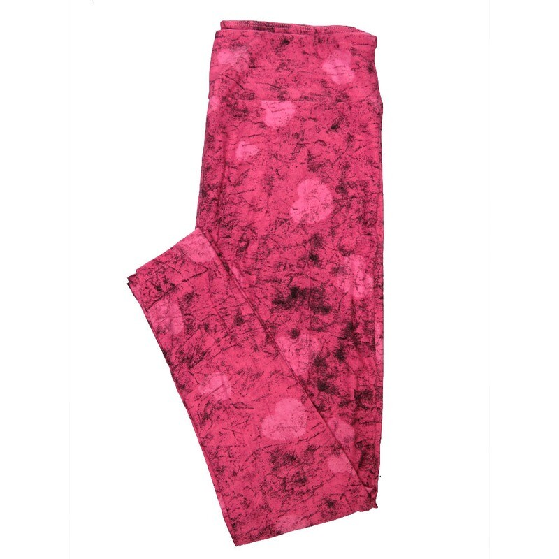 LuLaRoe One Size OS Batik Look Pink on Pink Hearts Valentines Leggings (OS fits Adults 2-10)