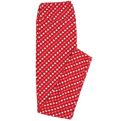 LuLaRoe One Size OS Red White Black Pink Diagonal Stripe Polka Dot Valentines Love Hearts Buttery Soft Womens Leggings fit Adult sizes 2-10  OS-4353-AL