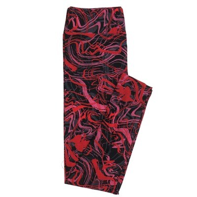 LuLaRoe One Size OS Trippy 70's Wavy abstract Black Red Gray Pink Valentines Love Hearts Buttery Soft Womens Leggings fit Adult sizes 2-10  OS-4353-AR