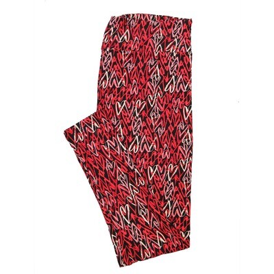 LuLaRoe One Size OS Thin Drawn Hearts Black Red Pink Valentines Buttery Soft Leggings - 546427 OS fits Adults 2-10