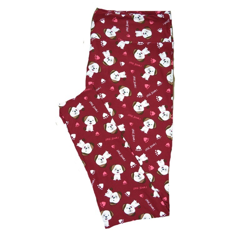 LuLaRoe One Size OS "I Woof You" Sitting Puppy Dog Polka Dot Paw Print Red Green Black White Gray Hearts Leggings (OS fits Adults 2-10) OS-4200-C LuLaRoe One Size OS "I Woof You" Sitting Puppy Dog Polka Dot Paw Print Red Green Black White Gray Hearts Leggings (OS fits Adults 2-10) OS-4200-C