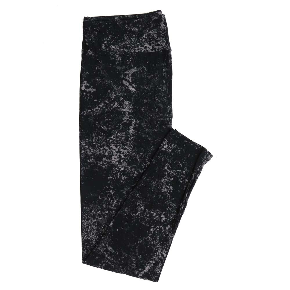 LuLaRoe One Size OS Mottled Batik Black and Gray Buttery Soft Leggings - OS fits Adults 2-10  390923