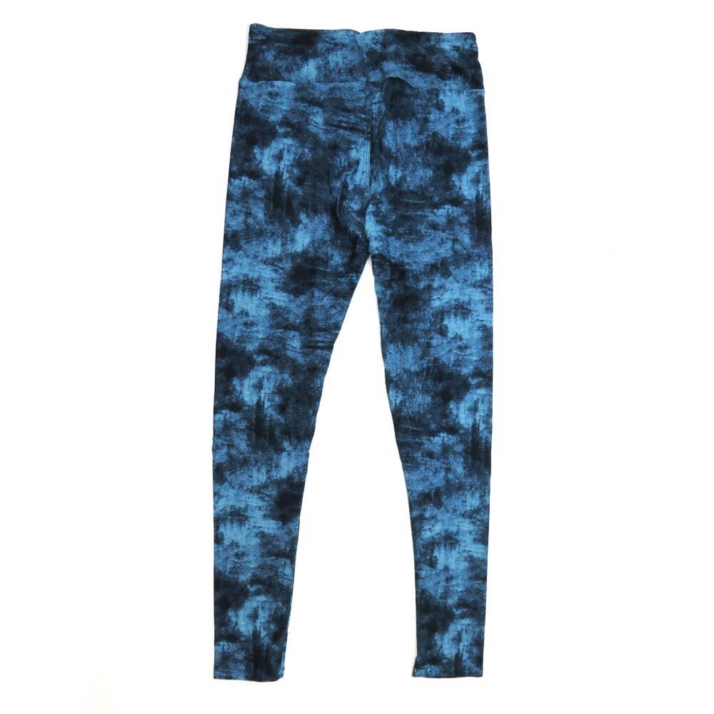 LuLaRoe One Size OS Muted Batik Dye Abstract Navy Blue and Light Blue Buttery Soft Leggings - OS fits Adults 2-10  438529