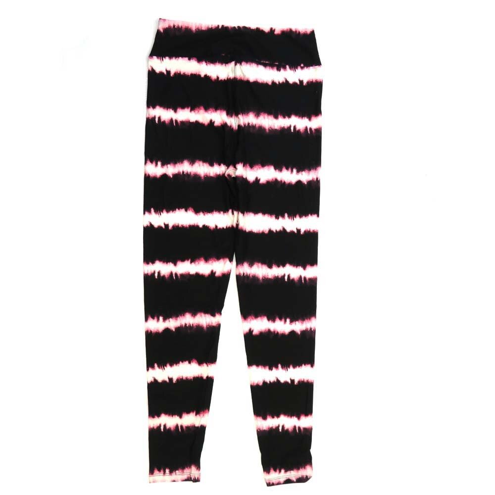 LuLaRoe One Size OS Batik Dye Black Pink and White Muted Hombre Stripe Buttery Soft Leggings - OS fits Adults 2-10 018545