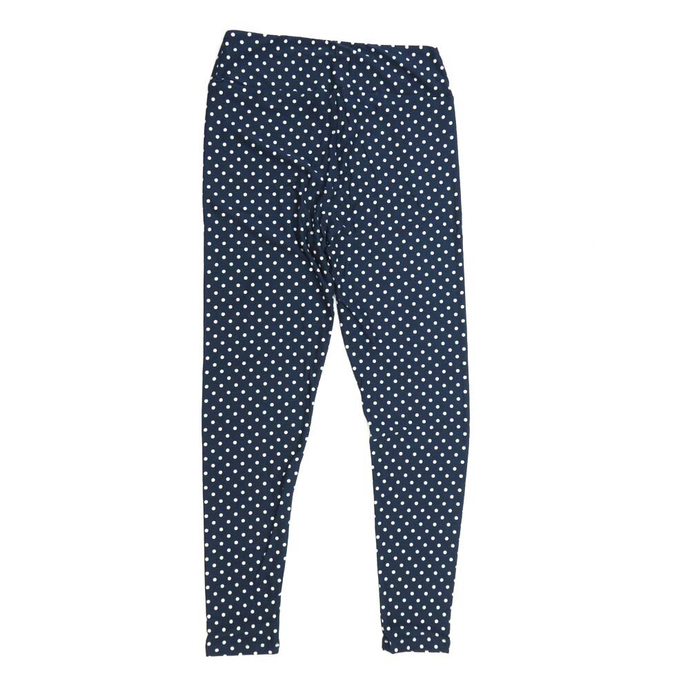 LuLaRoe One Size OS Classic Polka Dots Navy Blue and White Buttery Soft Leggings - OS fits Adults 2-10  995470