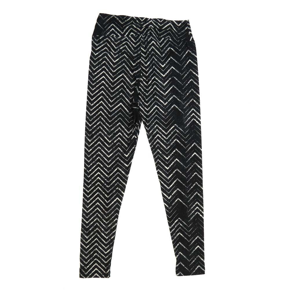 LuLaRoe One Size OS Black White and Gray Zig Zag Stripe Buttery Soft Leggings - OS fits Adults 2-10  070947