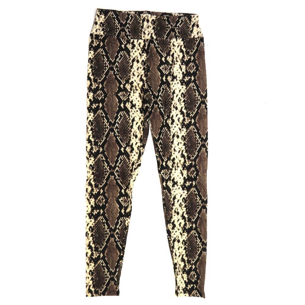 LuLaRoe One Size OS Snakeskin Animal Print Black White and Dark Brown Buttery Soft Leggings - OS fits Adults 2-10  393012