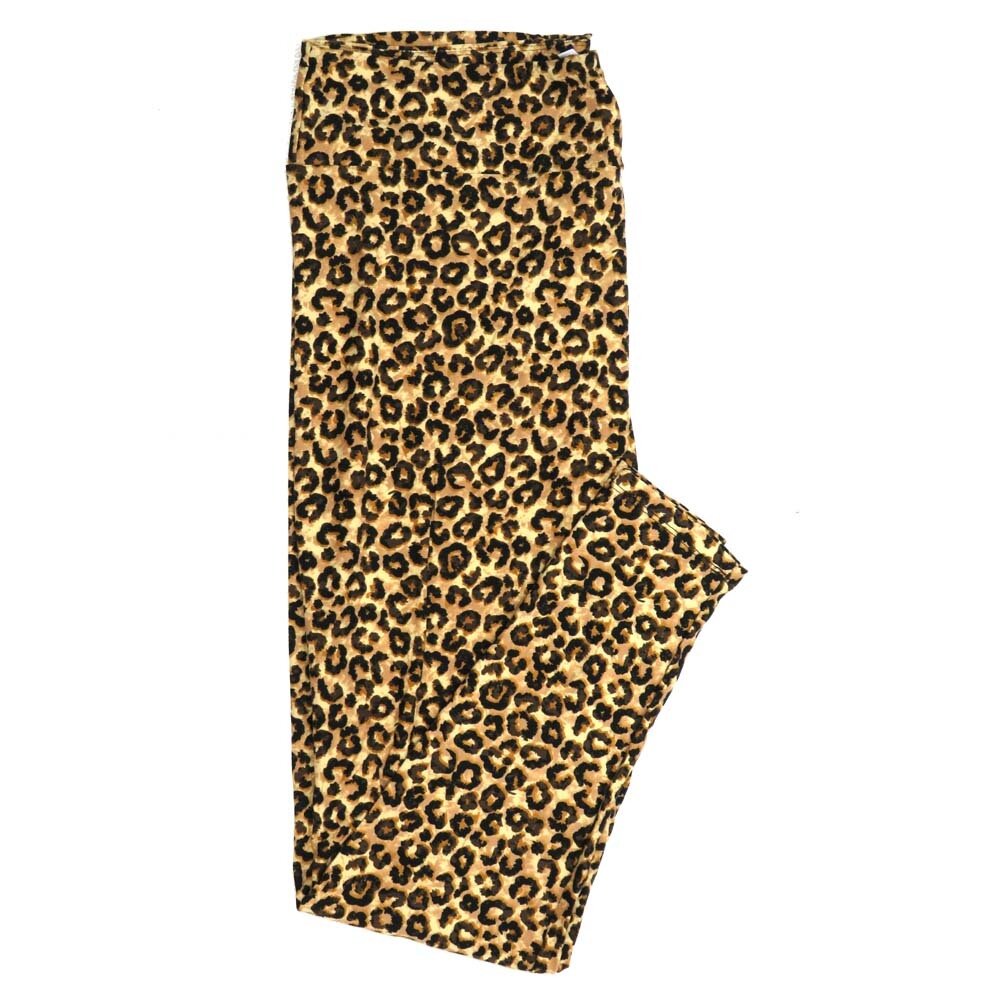 LuLaRoe TCTWO TC2 Cheetah Small Animal Print Yellow with Black and Blush Buttery Soft Leggings TC2 fits Adults 18+ 321624