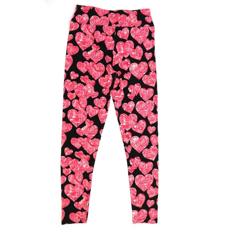 LuLaRoe One Size OS Hearts Psychedelic Trippy 70s Black with Pink Swirly Hearts Valentines Leggings - 955787 OS fits Adults 2-10 LuLaRoe One Size OS Hearts Psychedelic Trippy 70s Black with Pink Swirly Hearts Valentines Leggings - 955787 OS fits Adults 2-10