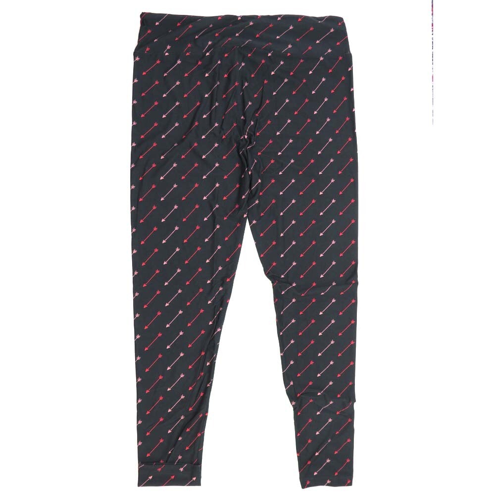 LuLaRoe One Size OS Stripes Diagonal Shooting Arrows Dark Greenish Gray with Red and Pink Arrows Buttery Soft Leggings - 412633 OS fits Adults 2-10