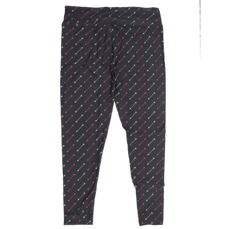 LuLaRoe One Size OS Stripes Diagonal Shooting Arrows Dark Greenish Gray with Red and Pink Arrows Buttery Soft Leggings - 412633 OS fits Adults 2-10