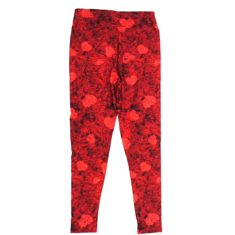 LuLaRoe Tall Curvy TC Hearts that are Hand Drawn Scribbled Hearts Light Reddish Pink on Red Valentines Leggings 474035 fits Adult women 12-18
