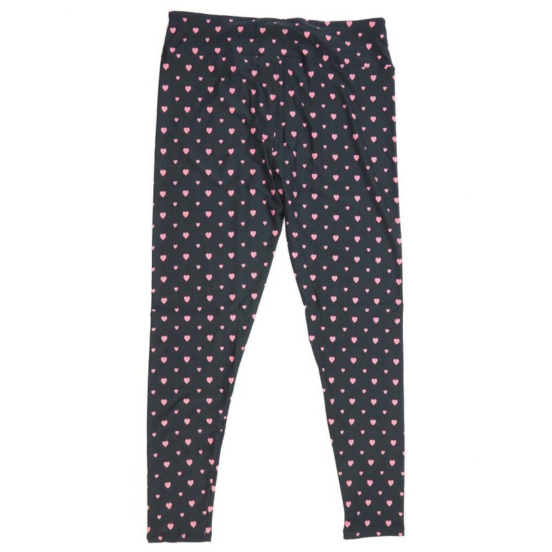 LuLaRoe One Size OS Hearts Big and Small Polka Dot Grid Dark Gray with Light Pink Valentines Womens Buttery Soft Leggings - 326447 OS fits Adults 2-10 LuLaRoe One Size OS Hearts Big and Small Polka Dot Grid Dark Gray with Light Pink Valentines Womens Buttery Soft Leggings - 326447 OS fits Adults 2-10